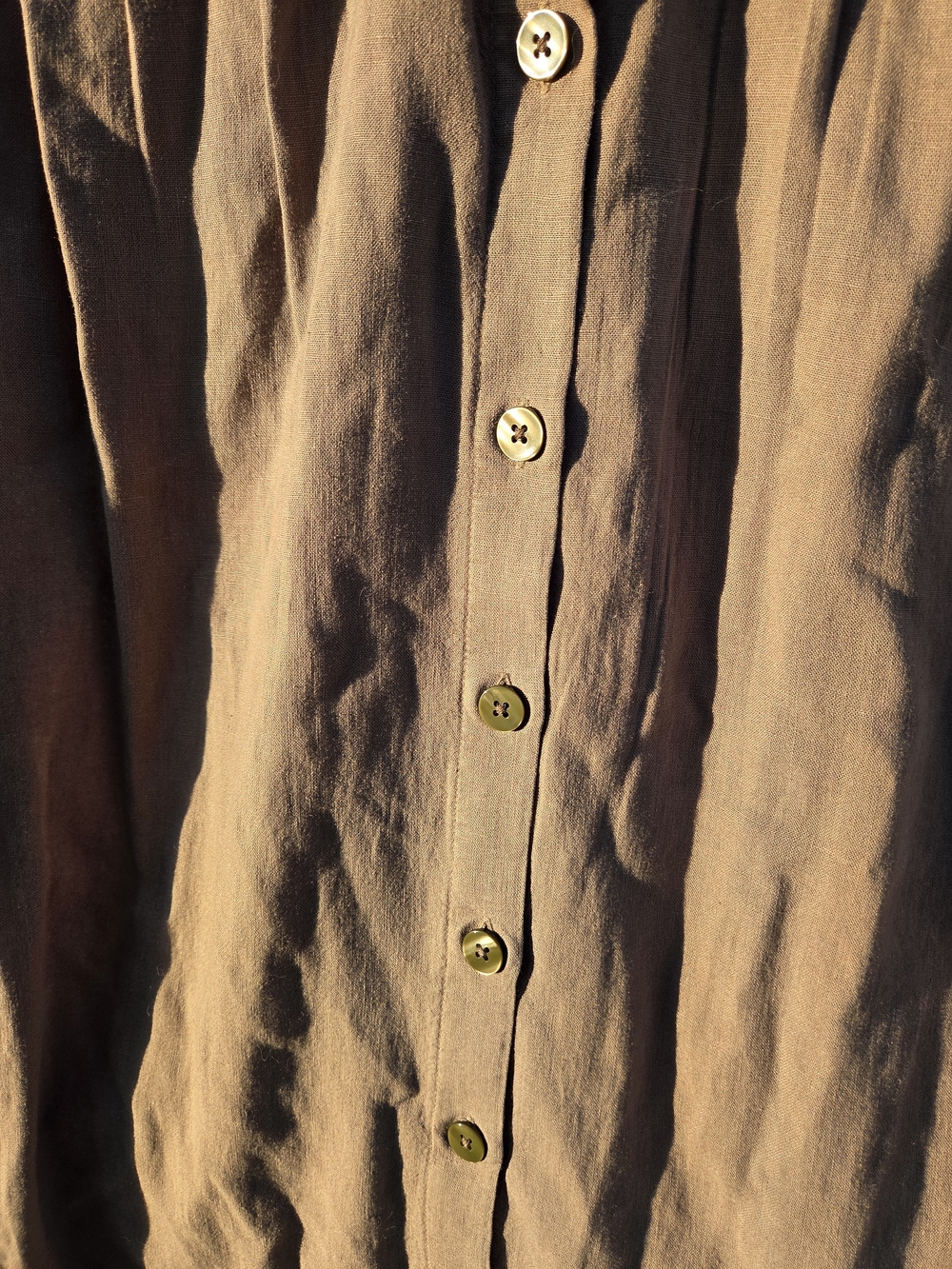 Button-Front Short Sleeve Shirt Dress - Olive - Picture 5 of 9